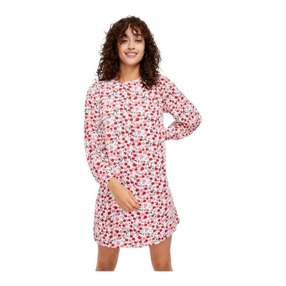 Loft Petite Cherry Balloon Sleeve Swing Dress - Picture 1 of 13
